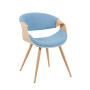 Butterfly Mid-Century Upholstered Dining Chair in Light Blue and Patterned Oak Finish - Furniture City (CA)l