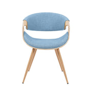 Butterfly Mid-Century Upholstered Dining Chair in Light Blue and Patterned Oak Finish - Furniture City (CA)l