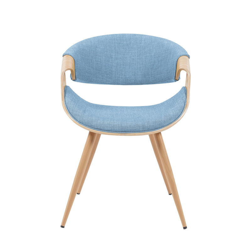 Butterfly Mid-Century Upholstered Dining Chair in Light Blue and Patterned Oak Finish - Furniture City (CA)l
