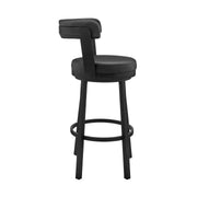 Bryant 26" Counter Height Swivel Bar Stool in Black Finish and Black Faux Leather - Furniture City (CA)l