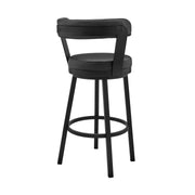 Bryant 26" Counter Height Swivel Bar Stool in Black Finish and Black Faux Leather - Furniture City (CA)l