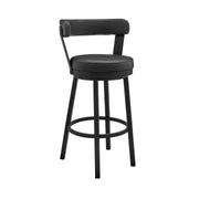 Bryant 30" Bar Height Swivel Bar Stool in Black Finish and Black Faux Leather - Furniture City (CA)l