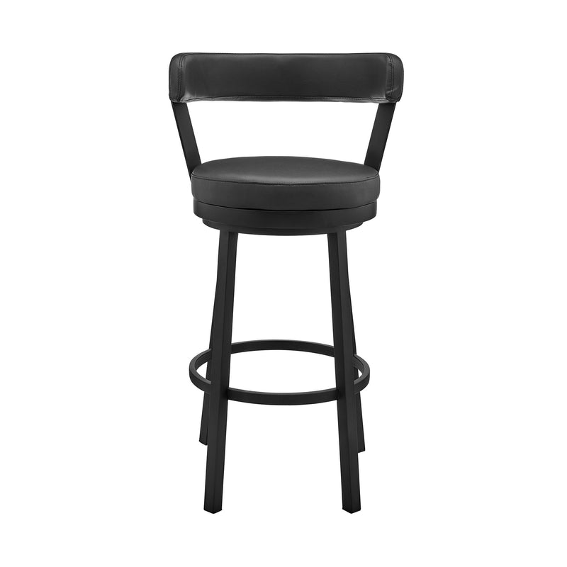 Bryant 30" Bar Height Swivel Bar Stool in Black Finish and Black Faux Leather - Furniture City (CA)l