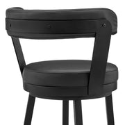 Bryant 30" Bar Height Swivel Bar Stool in Black Finish and Black Faux Leather - Furniture City (CA)l