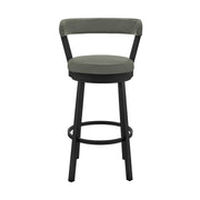 Bryant 26" Counter Height Swivel Bar Stool in Black Finish and Gray Faux Leather - Furniture City (CA)l