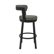 Bryant 26" Counter Height Swivel Bar Stool in Black Finish and Gray Faux Leather - Furniture City (CA)l