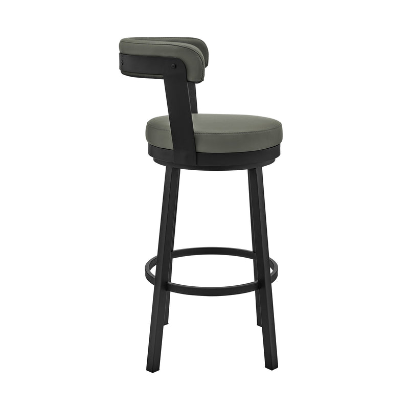 Bryant 26" Counter Height Swivel Bar Stool in Black Finish and Gray Faux Leather - Furniture City (CA)l