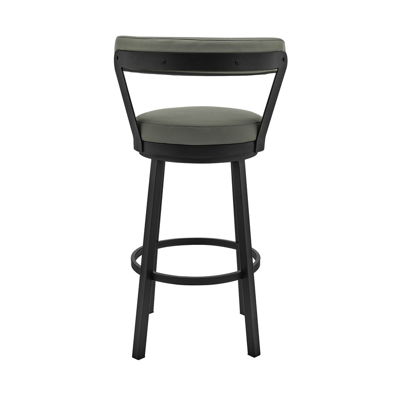 Bryant 26" Counter Height Swivel Bar Stool in Black Finish and Gray Faux Leather - Furniture City (CA)l
