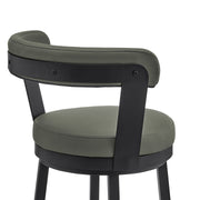 Bryant 26" Counter Height Swivel Bar Stool in Black Finish and Gray Faux Leather - Furniture City (CA)l