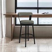 Bryant 30" Bar Height Swivel Bar Stool in Black Finish and Gray Faux Leather - Furniture City (CA)l