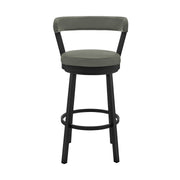 Bryant 30" Bar Height Swivel Bar Stool in Black Finish and Gray Faux Leather - Furniture City (CA)l