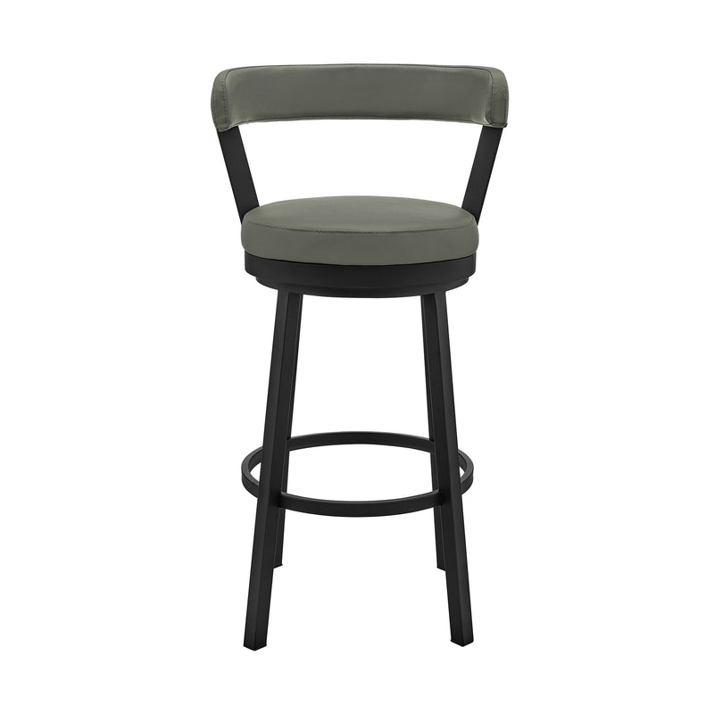 Bryant 30" Bar Height Swivel Bar Stool in Black Finish and Gray Faux Leather - Furniture City (CA)l