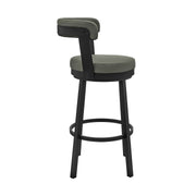 Bryant 30" Bar Height Swivel Bar Stool in Black Finish and Gray Faux Leather - Furniture City (CA)l