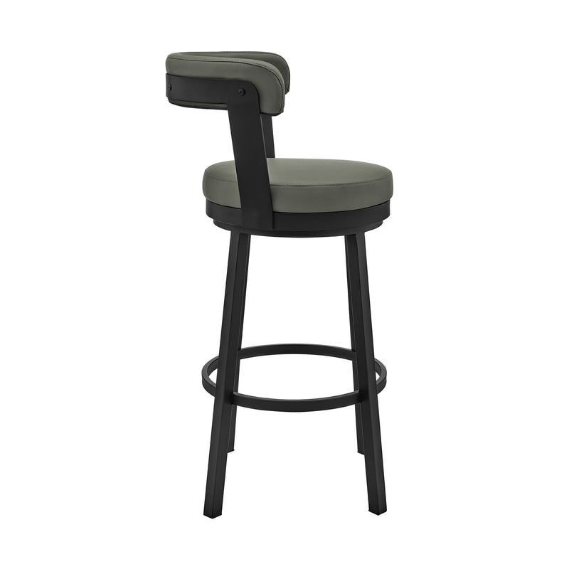 Bryant 30" Bar Height Swivel Bar Stool in Black Finish and Gray Faux Leather - Furniture City (CA)l