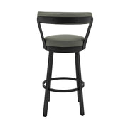 Bryant 30" Bar Height Swivel Bar Stool in Black Finish and Gray Faux Leather - Furniture City (CA)l