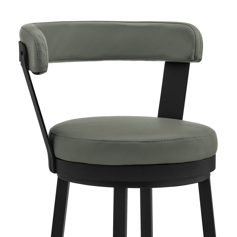 Bryant 30" Bar Height Swivel Bar Stool in Black Finish and Gray Faux Leather - Furniture City (CA)l