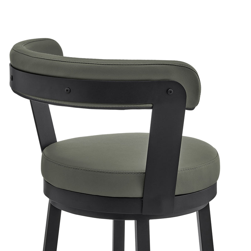 Bryant 30" Bar Height Swivel Bar Stool in Black Finish and Gray Faux Leather - Furniture City (CA)l
