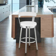 Bryant 26" Counter Height Swivel Bar Stool in Brushed Stainless Steel Finish and White Faux Leather - Furniture City (CA)l