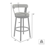 Bryant 30" Bar Height Swivel Bar Stool in Brushed Stainless Steel Finish and White Faux Leather - Furniture City (CA)l