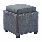 Blaze Contemporary Ottoman in Slate Gray Linen with Wood Legs - Furniture City (CA)l