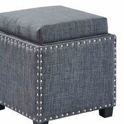 Blaze Contemporary Ottoman in Slate Gray Linen with Wood Legs - Furniture City (CA)l
