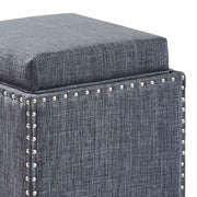 Blaze Contemporary Ottoman in Slate Gray Linen with Wood Legs - Furniture City (CA)l