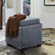 Blaze Contemporary Ottoman in Slate Gray Linen with Wood Legs - Furniture City (CA)l