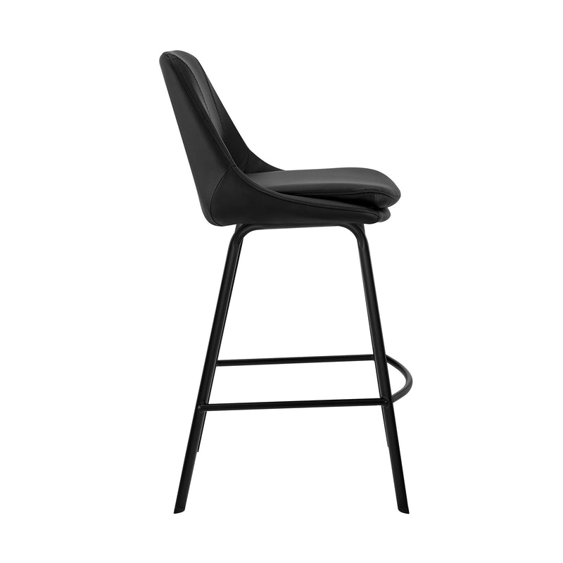 Carise Black Faux Leather and Black Metal Swivel 26" Counter Stool - Furniture City (CA)l