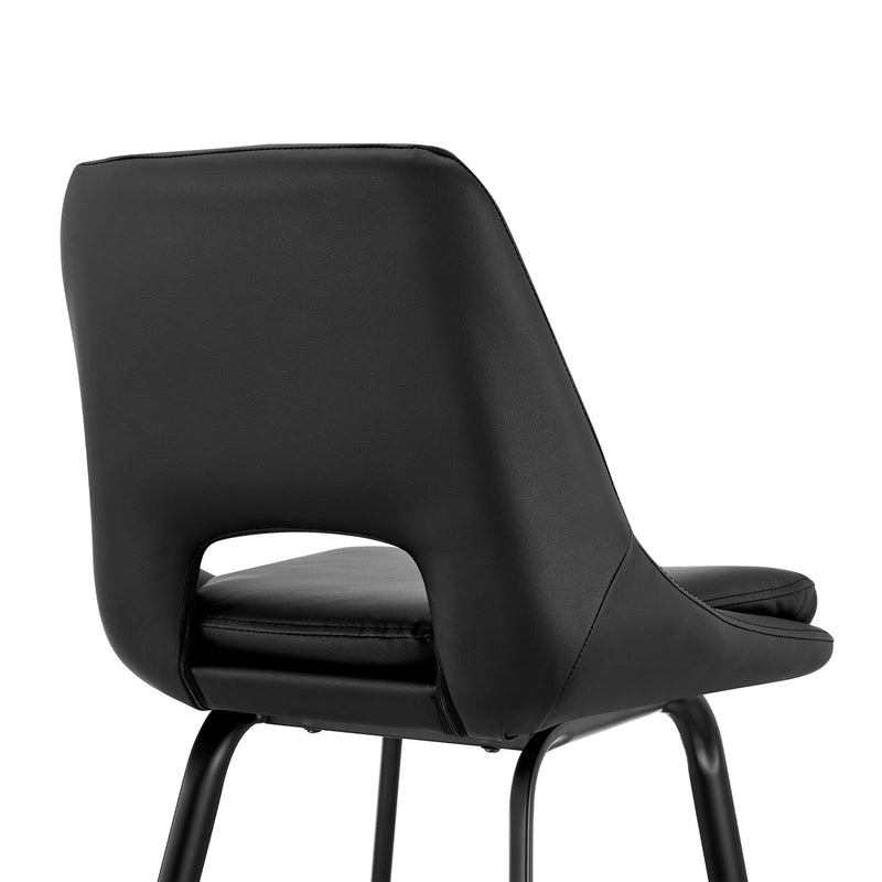 Carise Black Faux Leather and Black Metal Swivel 26" Counter Stool - Furniture City (CA)l