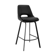 Carise Black Faux Leather and Black Metal Swivel 30" Bar Stool - Furniture City (CA)l