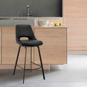 Carise Black Faux Leather and Black Metal Swivel 30" Bar Stool - Furniture City (CA)l