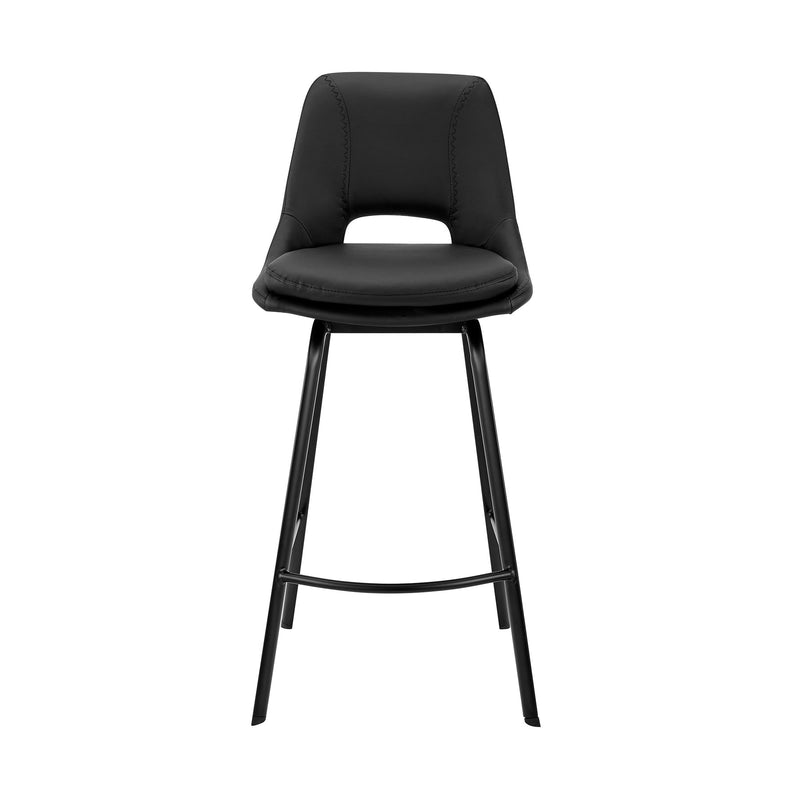 Carise Black Faux Leather and Black Metal Swivel 30" Bar Stool - Furniture City (CA)l