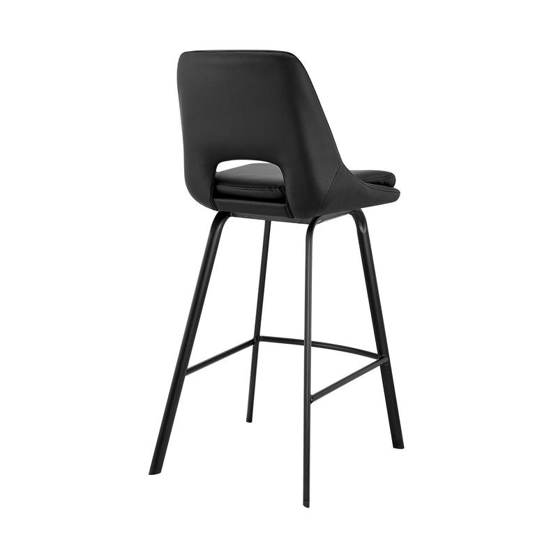 Carise Black Faux Leather and Black Metal Swivel 30" Bar Stool - Furniture City (CA)l