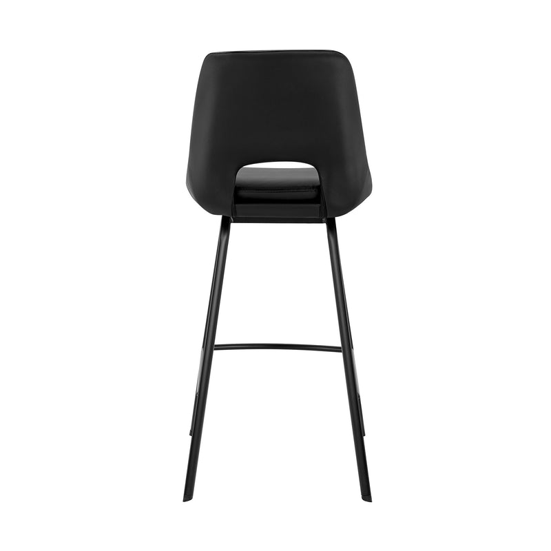 Carise Black Faux Leather and Black Metal Swivel 30" Bar Stool - Furniture City (CA)l
