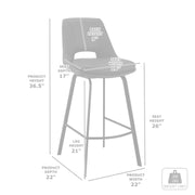 Carise Gray Faux Leather and Black Metal Swivel 26" Counter Stool - Furniture City (CA)l