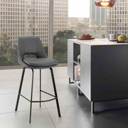 Carise Gray Faux Leather and Black Metal Swivel 26" Counter Stool - Furniture City (CA)l