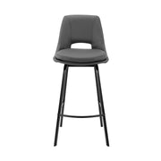 Carise Gray Faux Leather and Black Metal Swivel 26" Counter Stool - Furniture City (CA)l