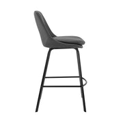 Carise Gray Faux Leather and Black Metal Swivel 26" Counter Stool - Furniture City (CA)l
