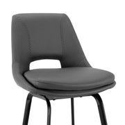 Carise Gray Faux Leather and Black Metal Swivel 26" Counter Stool - Furniture City (CA)l