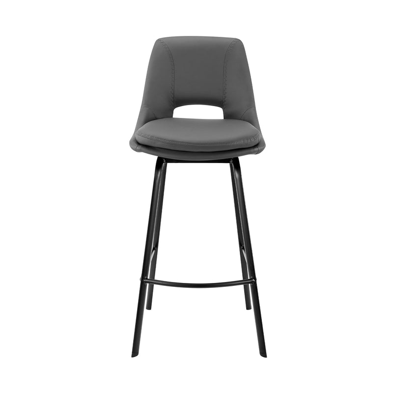Carise Gray Faux Leather and Black Metal Swivel 30" Bar Stool - Furniture City (CA)l