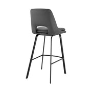 Carise Gray Faux Leather and Black Metal Swivel 30" Bar Stool - Furniture City (CA)l