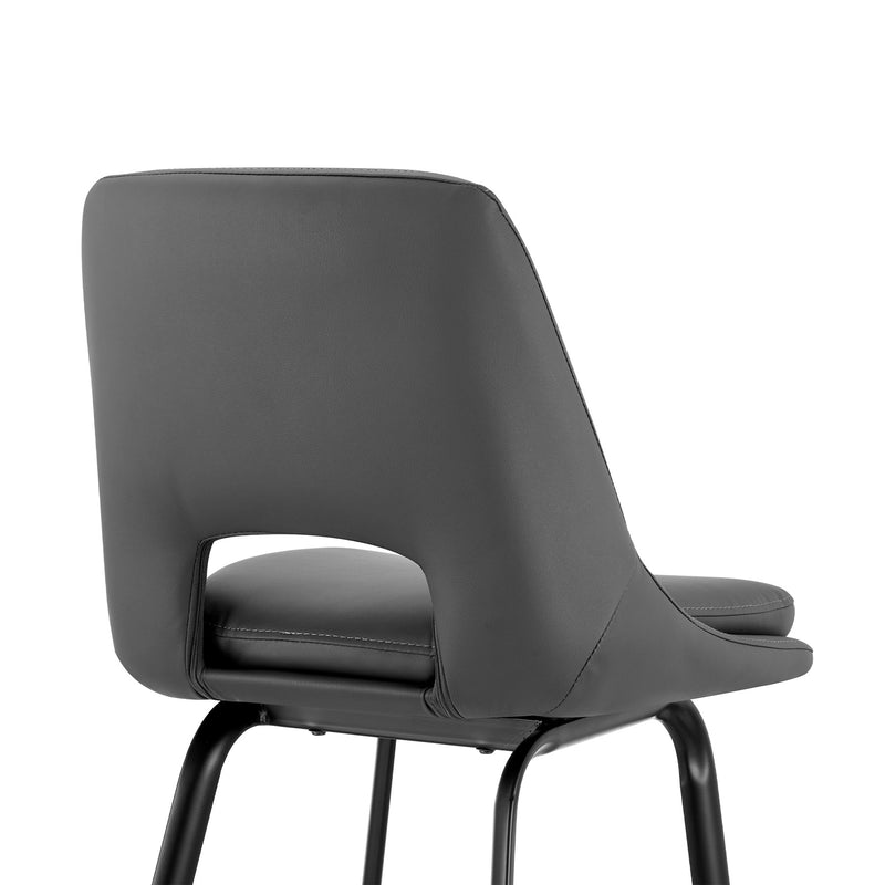 Carise Gray Faux Leather and Black Metal Swivel 30" Bar Stool - Furniture City (CA)l