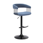 Calista Adjustable Bar Stool in Blue Fabric with Black Metal - Furniture City (CA)l