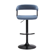 Calista Adjustable Bar Stool in Blue Fabric with Black Metal - Furniture City (CA)l