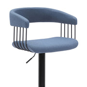 Calista Adjustable Bar Stool in Blue Fabric with Black Metal - Furniture City (CA)l