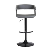 Calista Adjustable Bar Stool in Gray Faux Leather with Black Metal - Furniture City (CA)l