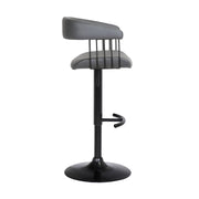 Calista Adjustable Bar Stool in Gray Faux Leather with Black Metal - Furniture City (CA)l