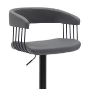 Calista Adjustable Bar Stool in Gray Faux Leather with Black Metal - Furniture City (CA)l