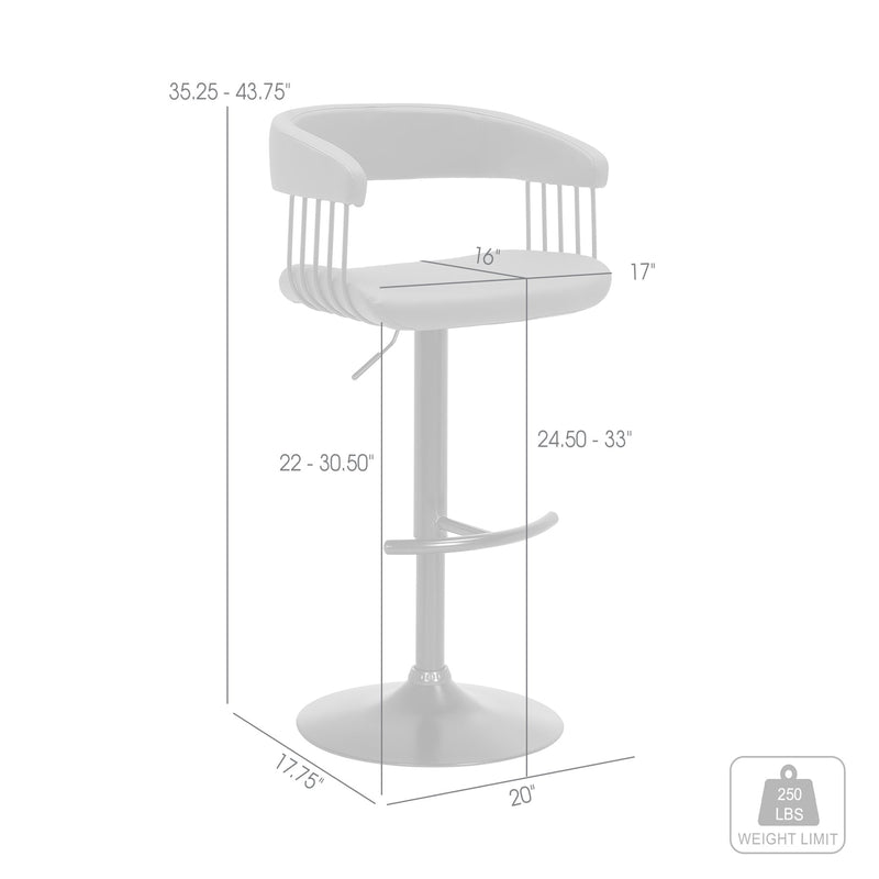 Calista Adjustable Bar Stool in Gray Faux Leather with Black Metal - Furniture City (CA)l