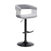 Calista Adjustable Bar Stool in Light Gray Fabric with Black Metal - Furniture City (CA)l